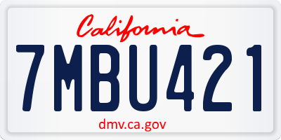CA license plate 7MBU421