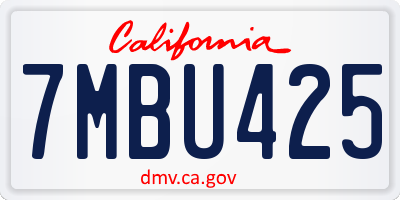 CA license plate 7MBU425