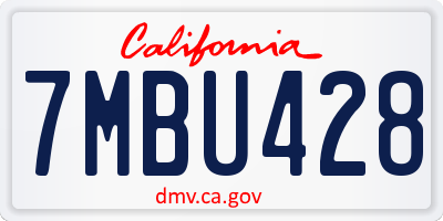 CA license plate 7MBU428