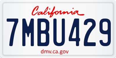 CA license plate 7MBU429