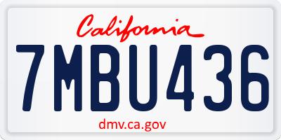CA license plate 7MBU436