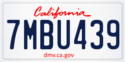 CA license plate 7MBU439