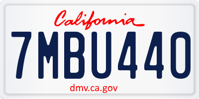 CA license plate 7MBU440