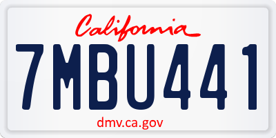 CA license plate 7MBU441