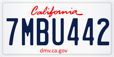 CA license plate 7MBU442
