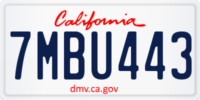 CA license plate 7MBU443