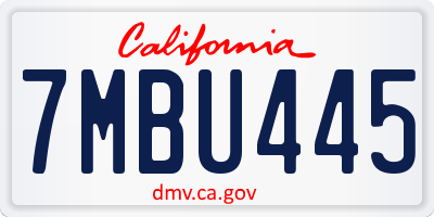 CA license plate 7MBU445