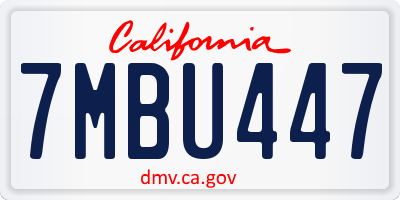 CA license plate 7MBU447