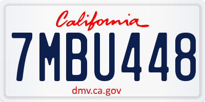 CA license plate 7MBU448