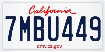 CA license plate 7MBU449