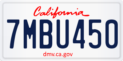 CA license plate 7MBU450