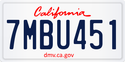 CA license plate 7MBU451