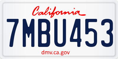 CA license plate 7MBU453