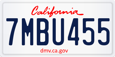 CA license plate 7MBU455