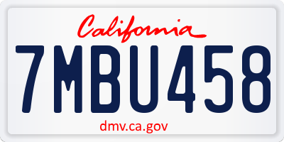 CA license plate 7MBU458