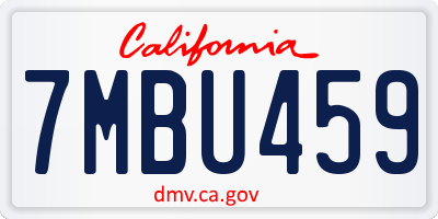 CA license plate 7MBU459