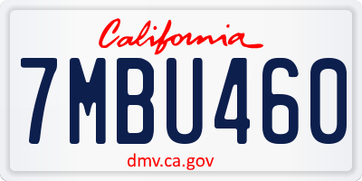 CA license plate 7MBU460
