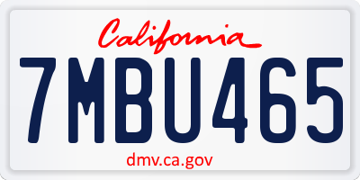 CA license plate 7MBU465