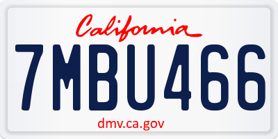 CA license plate 7MBU466