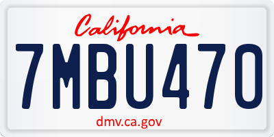 CA license plate 7MBU470