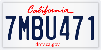 CA license plate 7MBU471