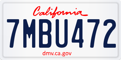CA license plate 7MBU472