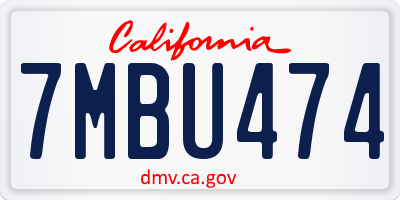CA license plate 7MBU474