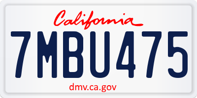CA license plate 7MBU475