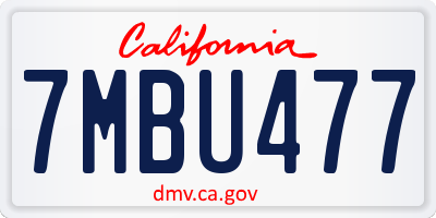 CA license plate 7MBU477