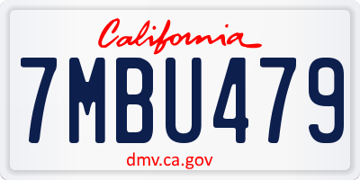 CA license plate 7MBU479