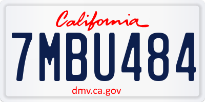 CA license plate 7MBU484