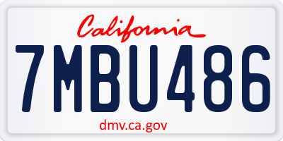 CA license plate 7MBU486
