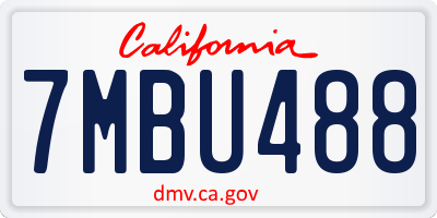 CA license plate 7MBU488