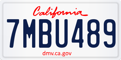 CA license plate 7MBU489