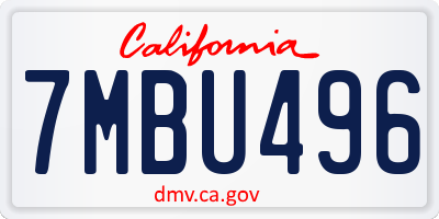 CA license plate 7MBU496