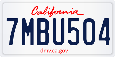 CA license plate 7MBU504