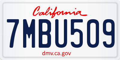CA license plate 7MBU509
