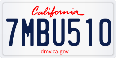 CA license plate 7MBU510