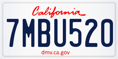 CA license plate 7MBU520