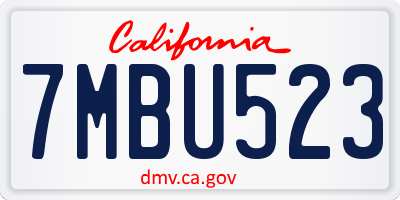 CA license plate 7MBU523