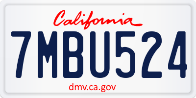 CA license plate 7MBU524