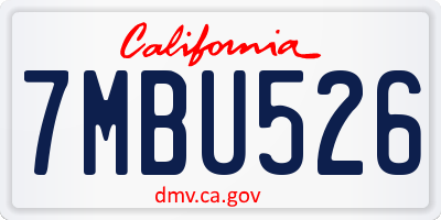 CA license plate 7MBU526