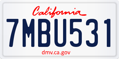 CA license plate 7MBU531