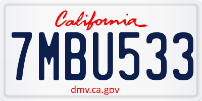 CA license plate 7MBU533