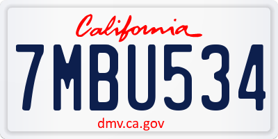 CA license plate 7MBU534
