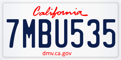 CA license plate 7MBU535