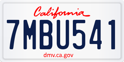 CA license plate 7MBU541