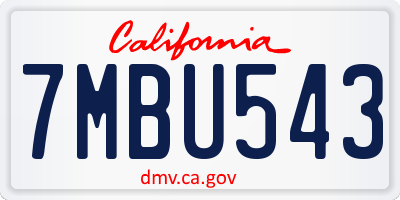 CA license plate 7MBU543