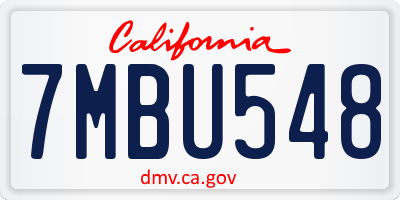 CA license plate 7MBU548