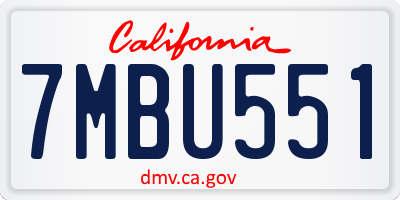 CA license plate 7MBU551